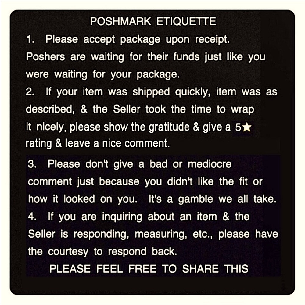 >>>POSHMARK ETIQUETTE<<<